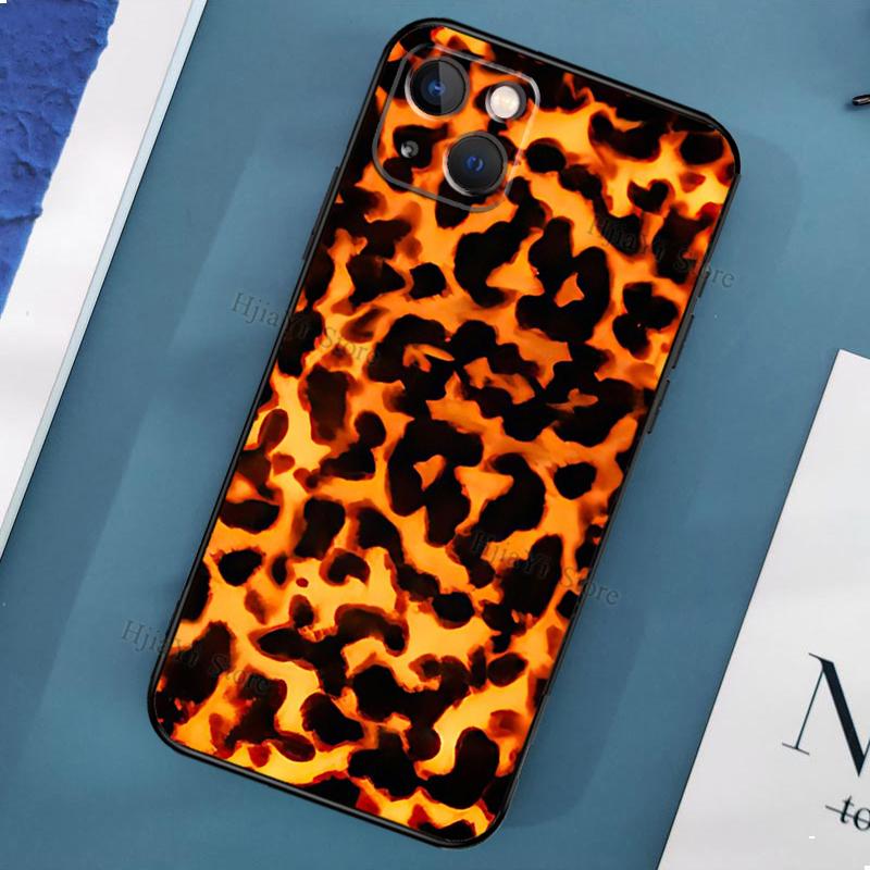 Tortoiseshell Tortoise Shell-fodral på för iPhone 11 12 13 Pro Max Mini X XR XS Max 6 7 8 Plus SE 2020 telefonbaksida