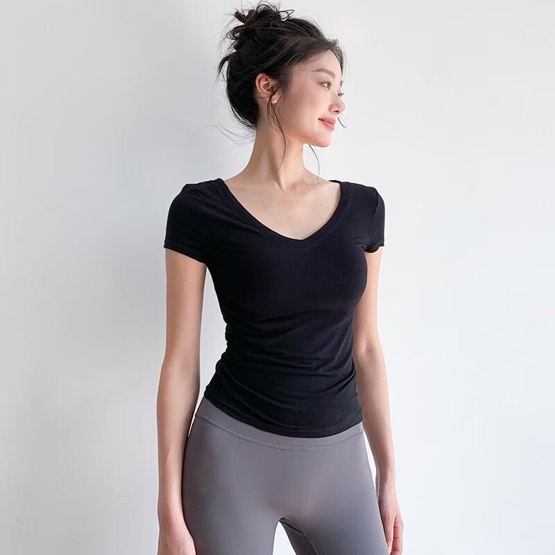 Junbie Women s V-Neck Yoga & Fitness Short Sleeve Tee S