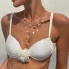 Ocean Vacation Fan Shell Conch Necklace, Stylish Sequin Chain Stacked Collarbone Necklace