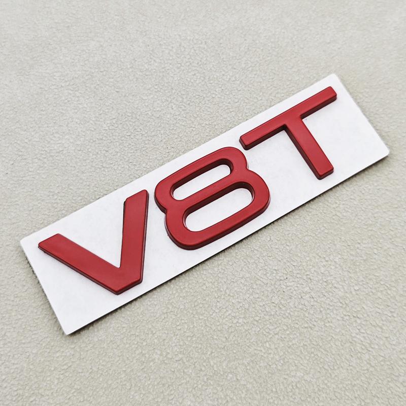 3D Metal Logo V6T V8T Letters Sticker Car Fender Side Badge Emblem For Hot A6 A7 A8 S4 S5 S6 SQ5 S RS Auto Styling Accessories