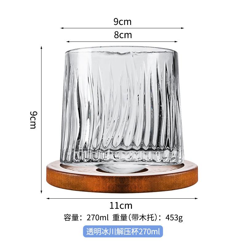 Spinning Colorful Whiskey Glass with Wooden Base Hand Painted Rotating Design for Stress Relief Fun Bar Decor Gift