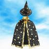 Children's Magic Wizard Cloak and Hat Set Star Pattern Long Robe Costume Cape for Performance Dress Up and Role Play Accessories