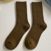 Damen Baumwolle Lockere Socken Herbst Winter Stricken Einfarbige Lange Schwarz Rosa Koreanische Japanische Schülerinnen Winterstrümpfe Retro