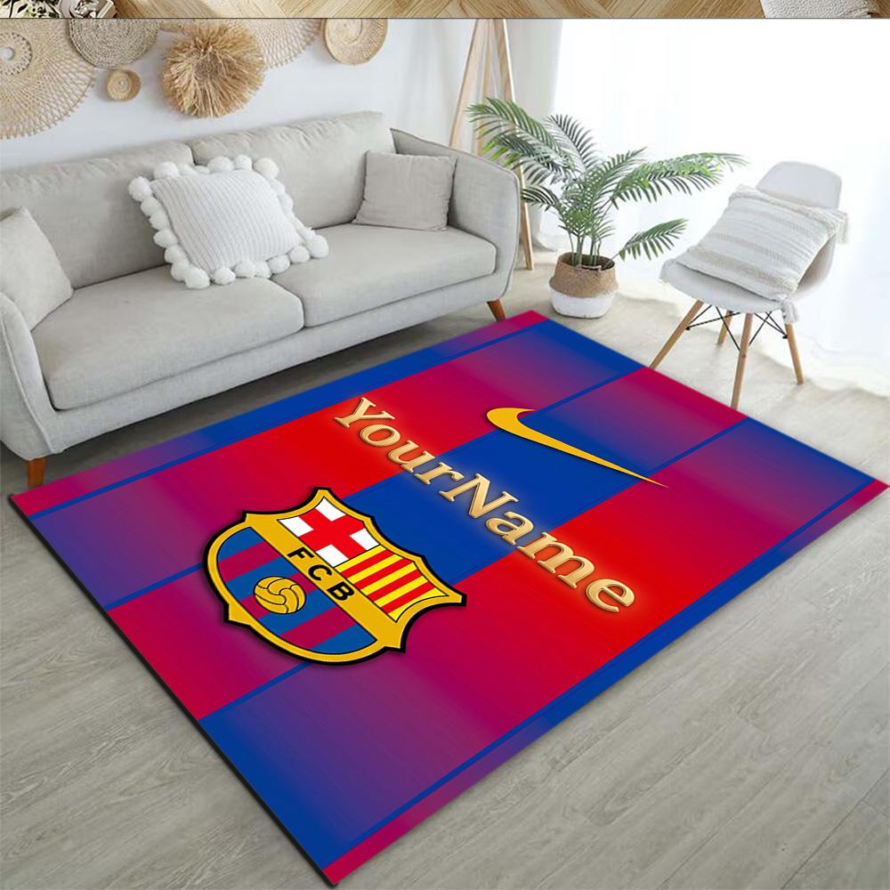 FC Barcelona personalisierter Namens-Teppich Perfekt für Esszimmer im Freien Eingangsbereich Flur Rutschfester Teppich Büros Dekorieren Hochzeitsfeier Geschenk