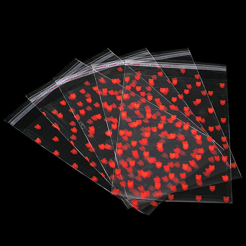 WTEMPO Valentinstag Hochzeit Geschenkbeutel Herzförmiges Muster Aufgedruckt Klare Selbstversiegelnde Beutel Tragbare Wiederverwendbare Plastiktüten Universelle Verpackungsbeutel