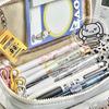 Cute Japanese Ins Small Fresh Simple Pencil Case Art Retro Large Capacity Girl Pen Bag with Clear Card Pocket Heart Shape Zipper