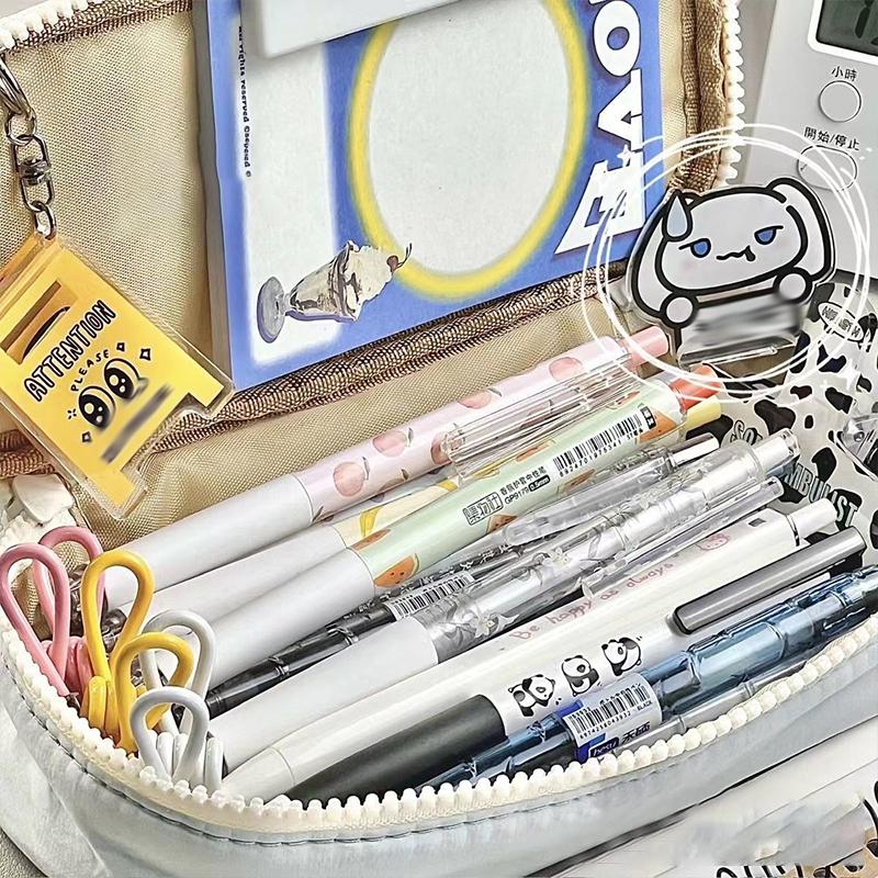 Cute Japanese Ins Small Fresh Simple Pencil Case Art Retro Large Capacity Girl Pen Bag with Clear Card Pocket Heart Shape Zipper
