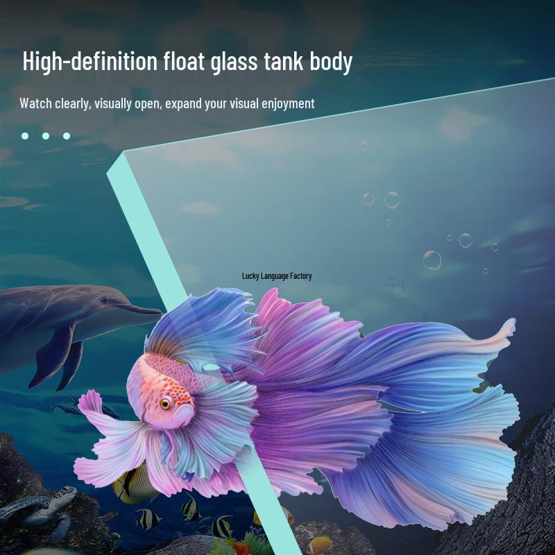 Mini Eco Fish Tank: Hot-Bent Glass, Desktop Goldfish Betta Aquarium, Water-Free Design for Living Room