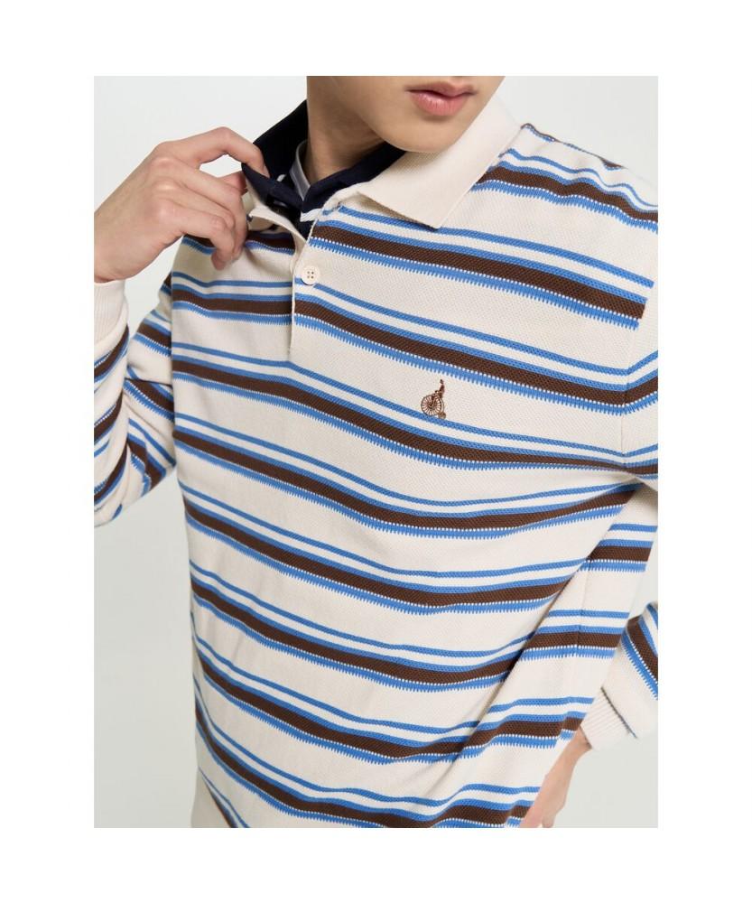 Binpolmen Multi-Stripe Collar Neck Knit Beige