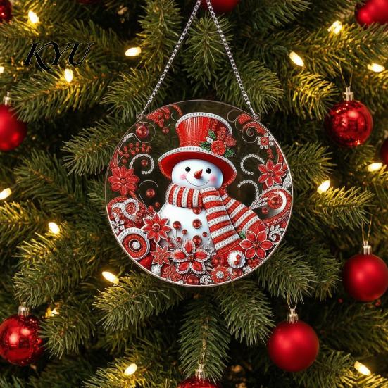 Educatieve Kunstactiviteit Kerst Faux Diamant Kit, Kerstman Sneeuwpop Hangend Ornament DIY Huisdecoratie Projecten Acryl Hanger met Strass Steentjes Knutsel Kit