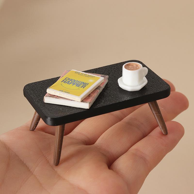 Dollhouse Miniature Coffee & Low Table Set with Sofa for Scene Decoration