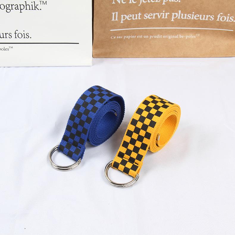 Extended Plaid Canvas Belt Literary Style Unisex Student Belt Trendy Belt