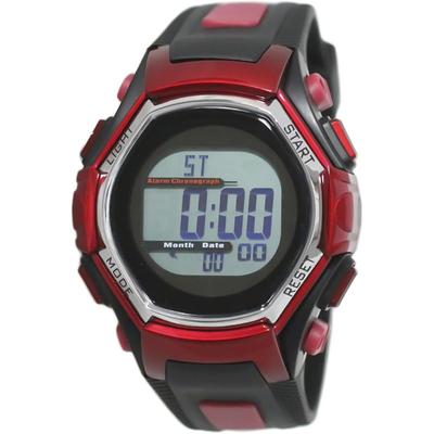 Crepha Digitale Armbanduhr für Herren Funkwellen Solar Polyurethan-Armband Schwarz F-61-467RD