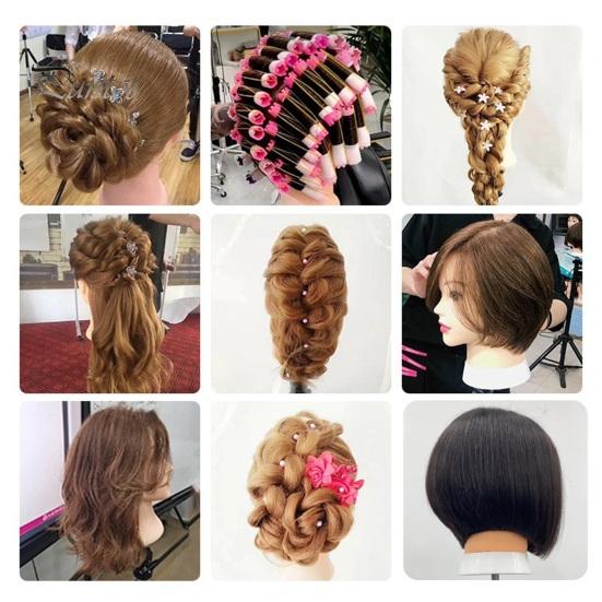 Mannequinkopf mit Echthaar Friseur Flechten Haarstyling Trainingspuppe Kosmetologie Puppenkopf Braun Golden Lange Haare Friseur Make-up
