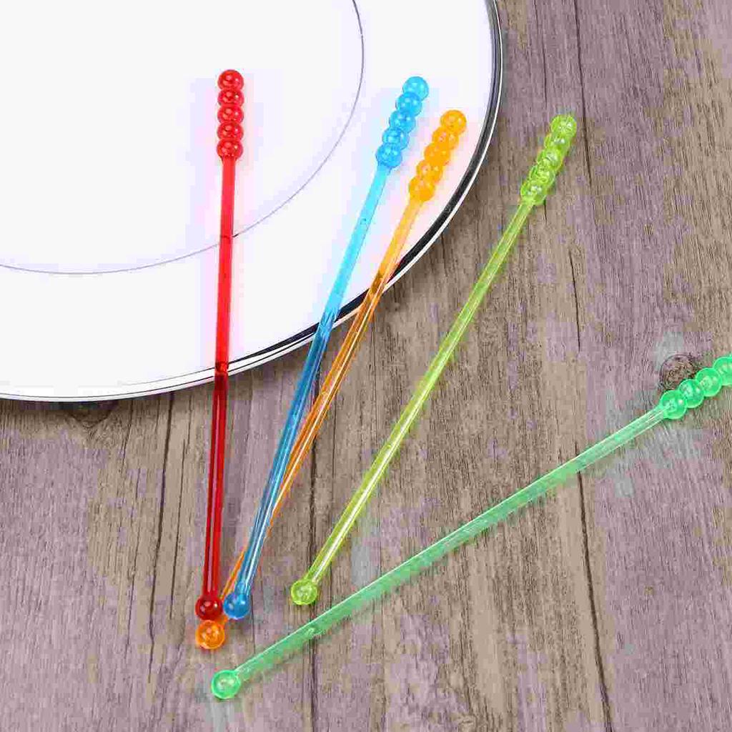 Sada 50 ks Muddler Cocktails Tool Tool na míchání kávy Swizzle Sticks Tropické míchací tyčinky Akrylová míchadla