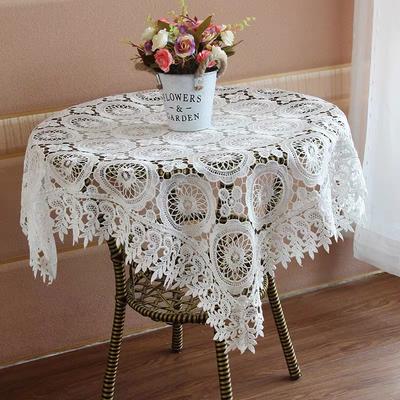 New French Water-Soluble Lace Tablecloth Embroidery Crochet Hollow Fabric Bedside Table Dustproof Multi-Purpose Cover Towel