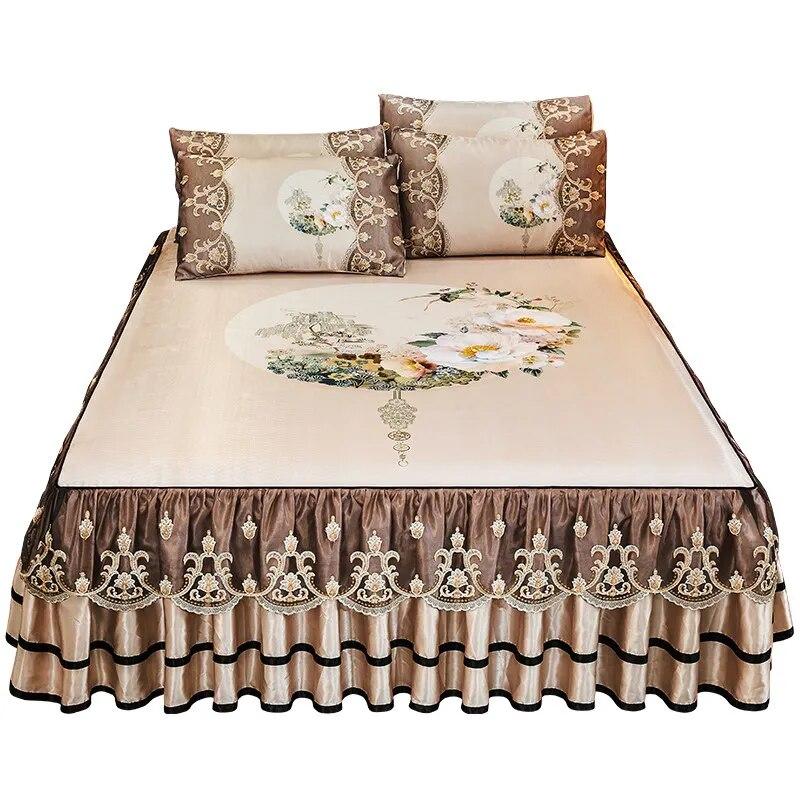 

Европейская летняя королева покрывало двуспальная кровать размера «king-size» жаккардовая вышитая кружевная охлаждающая простыня для кондиционирования воздуха 2 подушки Shams 180x200cm 71x79inch