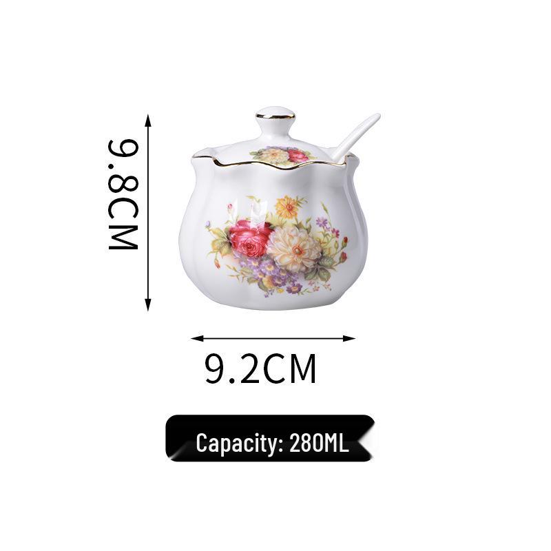 Lotus Ceramic Condiment Jar Set for Salt, Sugar, Soy Sauce, and Vinegar