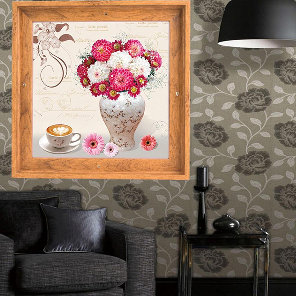 Picture Frame Decorative Solid Wood Removable Oil Painting Wall Hanging Home DecorationRosewood Color 30 X 30cm