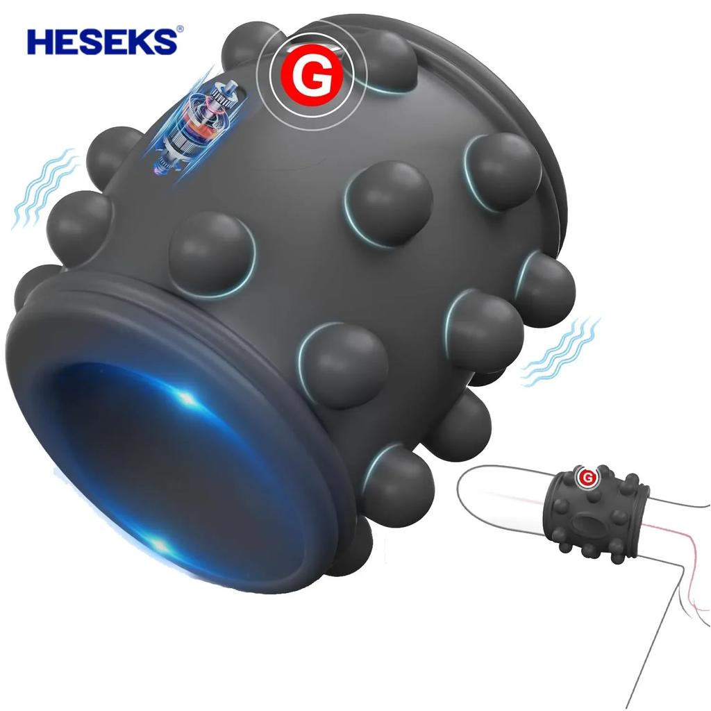 HESEKS Vibrating Cock Ring Vibrators for Men Delayed Ejaculation Penis Enlarger for Couples G Spot Testicular Stimulator Sex Toy