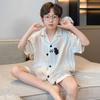 Boys Lightweight Ice Silk Pajama Set Short Sleeve Sleepwear Kids 3-8 Years Cartoon Print Two-Piece Home Wear
