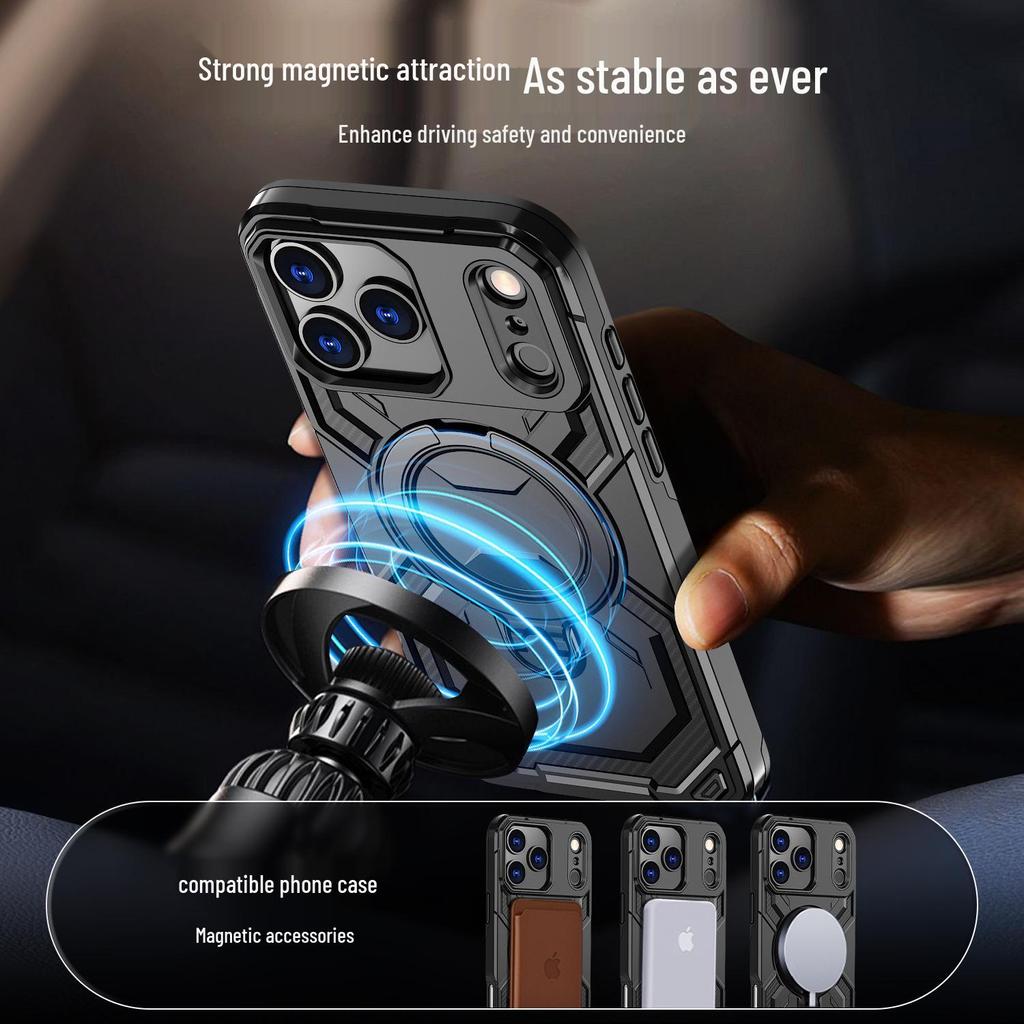iPhone 17 Pro Max 360° Dönebilen Standlı Kılıf - Darbeye Dayanıklı Manyetik Savaşçı