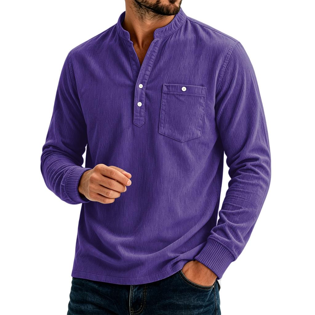 Top casual da uomo a tinta unita, vestibilità larga, con tasche