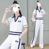 Casual Short-sleeved Sportswear Women's Summer Fashion Thin Wide-leg Pants Two-piece Professional Suit