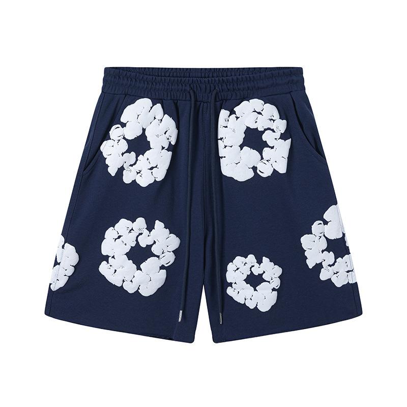 New Trendy Short-sleeved Short-pants Set with Foam Printing - Suitable for Both Men and Women, for Casual Wear.