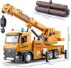 Huang Yem Construction Vehicle Toy, Crane, Construction Truck, Work Vehicle, Alloy Construction Car with Telescopic Boom and Light and Sound Effects,