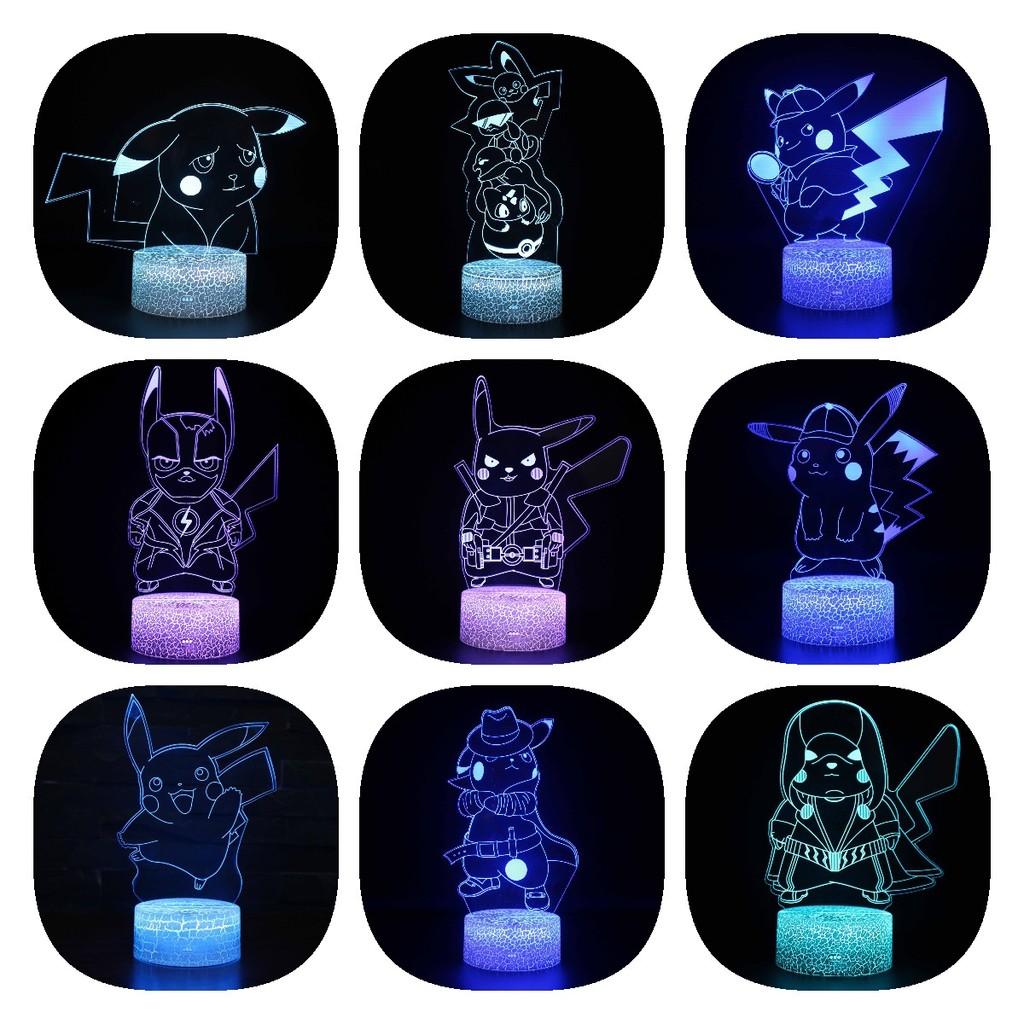 Pikachu Led Night Light 3d Illusion Lamp Bedside Kids Gifts Bedroom