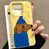Blue Hat Puppy Folds Texture Soft Silicone Phone Case For iPhone 16 17 Air 15 14 13 12 11 Pro Max Plus Cute Cartoon Back Cover