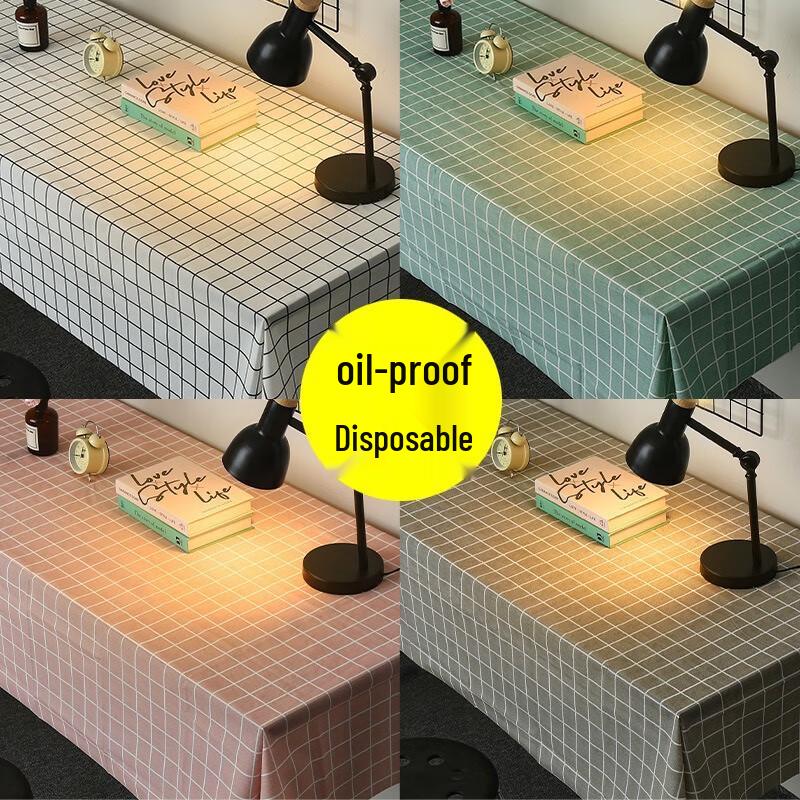 Zunwei Waterproof Plaid Tablecloth Set