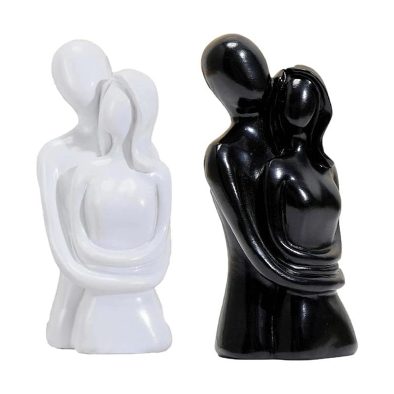 Modern Abstract Sculptures Resin Kissings Lover Figurines Statue Centerpieces for Living Room Office Home Decorations