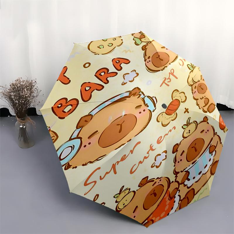 Capybara Themed Travel Umbrella-8 Ribs Automatic Opening and Closing, Portable Folding Design, Compact and Stylish Umbrella Suitable for Out