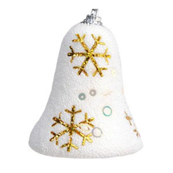 4 Pcs Christmas Snowflake Bell Pendant Sequin Decor White Foam Christmas Decoration Hanging Ornament Festive Home Office Decor Party Gifts