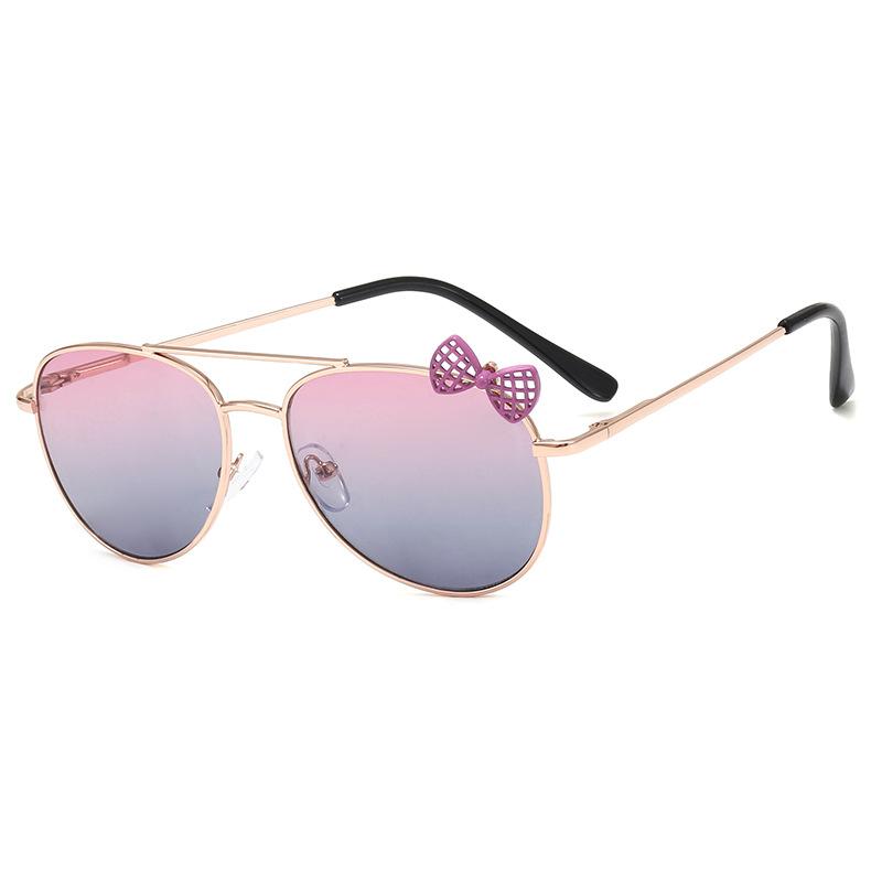 1PC Cute Kids Sunglasses Metal Frame Bow Toad Design UV Protection Sunshade Glasses for Children