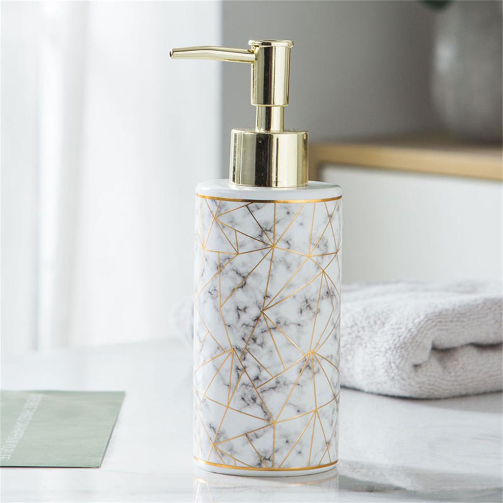 300ml Marble Ceramic Lotion Dispenser Refillable Soap Pump Bottle Empty Bottle Upgrades for Hand Sanitizer and Shampoo
