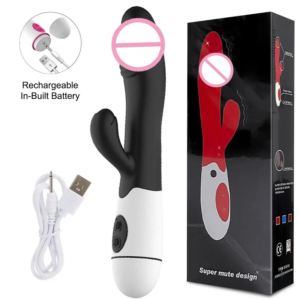 Powerful Rabbit Vibrator Dildo Dual Vibration G Spot Clitoris Stimulation Masturbators Vaginal Massager Adult Sex Toys For Women