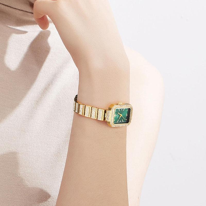Fashion Womens Diamond Bracelet Watches Square Dial Waterproof Quartz Watch for Ladies