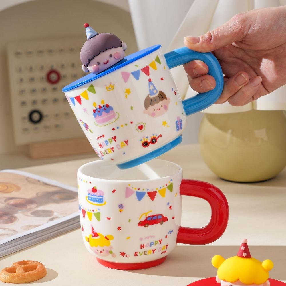 Cute Cartoon Ceramic Cup Birthday Gift Mug Boy Girl Couple Water Cup Coffee Cup Souvenir Gift Cup