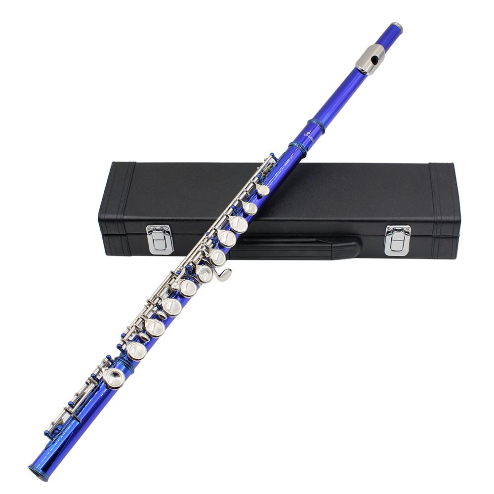 Western Concert Fløyte Cupronikkel Nicke Plated 16 hull C Key Treblåseinstrument med rengjøring