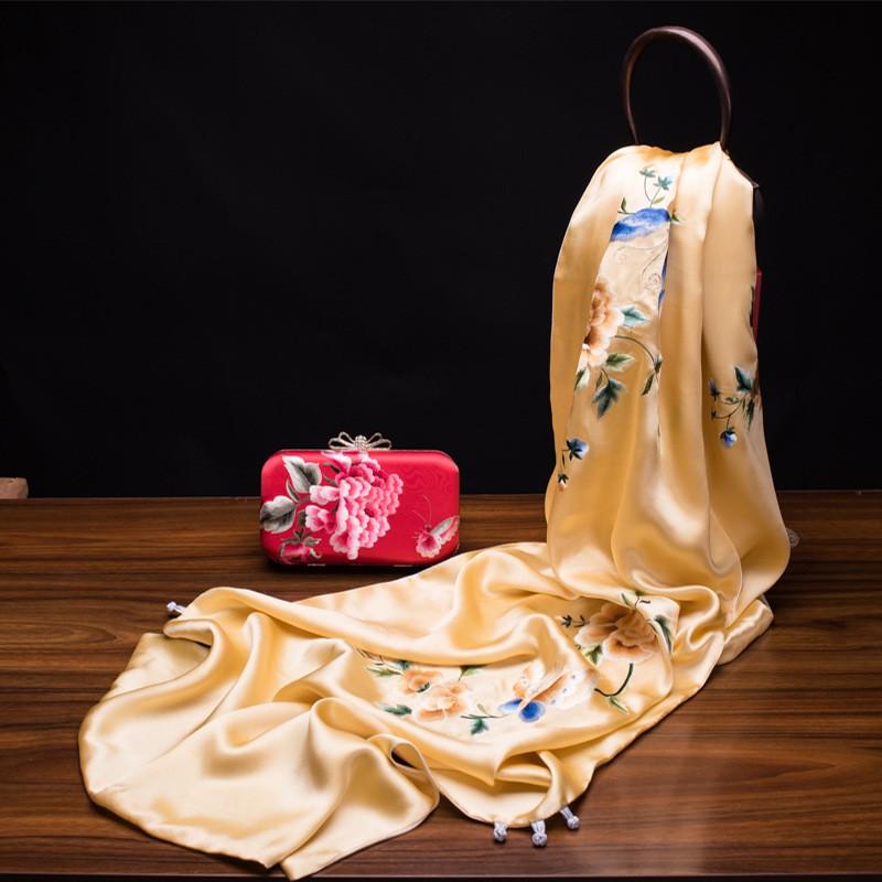 Su Embroidery Silk Scarf Long Double-sided Pure Shawl Gift Wedding Party