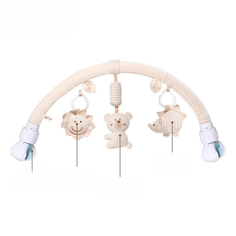 Baby Stroller Hanging Wind Chime Toy With Plush Bear And Elephant Clamps For Sensory Development