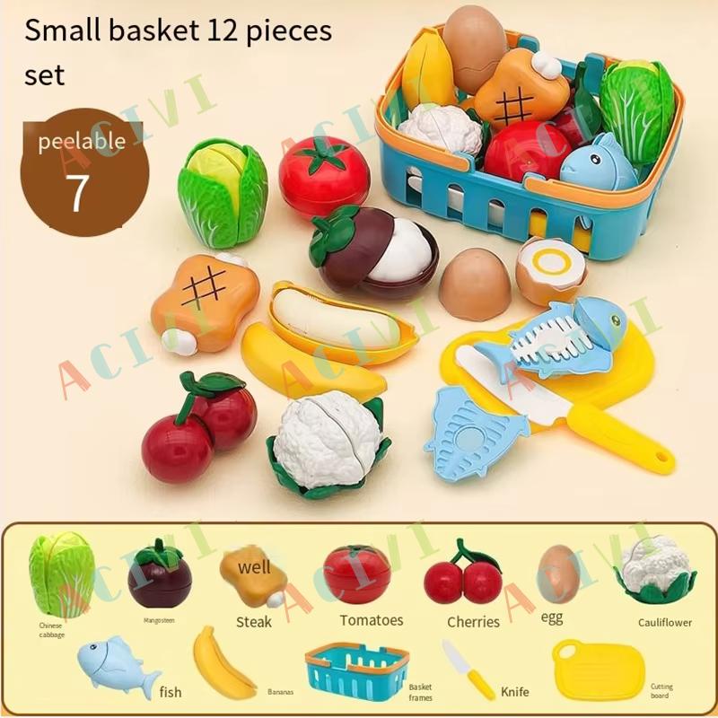 Children Toys Cutting Fruits and Vegetables Set for Kids Pretend Play Simulation Kitchen Toy Montessori Baby Toys for Girls Boys