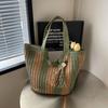Summer Straw Crochet Bag Leisure Women's Handbags Trendy Striped Shoulder Bag  Ladies/Girls
