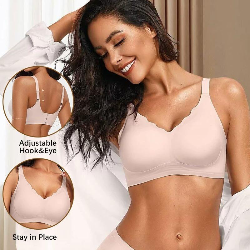 Women Solid Color Seamless Wirefree Fixed Cup Comfort Everyday Bra