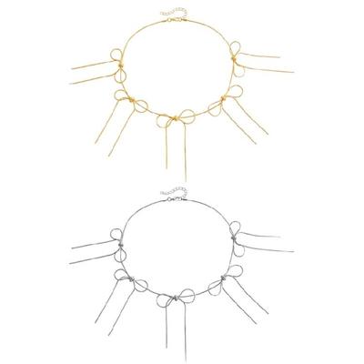 Aesthetic Bowknot Pendant Necklace with Tassels Choker Handmade Jewelry Gift