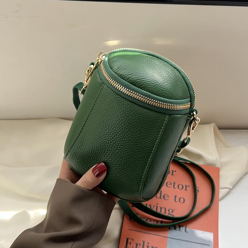 Fashion Leather Small Bag Women's New Versatile First-layer Cowhide Shoulder Messenger Bag Shell Bag Mobile Phone Bag
