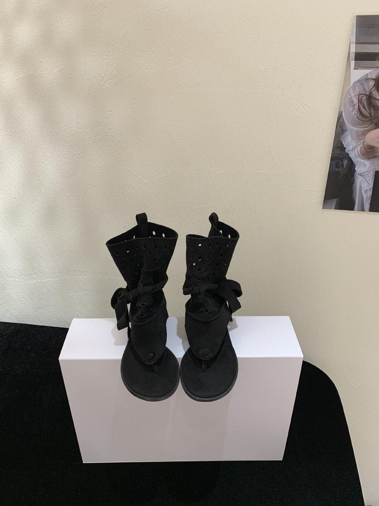 Retro hollow not stuffy feet summer personality cool boots women's 2025 new fashionable straps flat short boots sandals